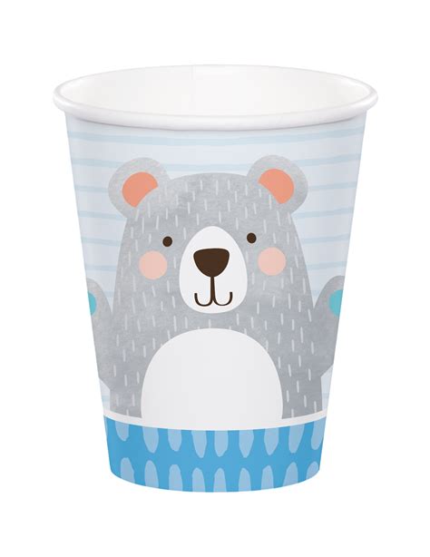 8 Gobelets En Carton Petit Ours Gris 266 Ml Vegaooparty