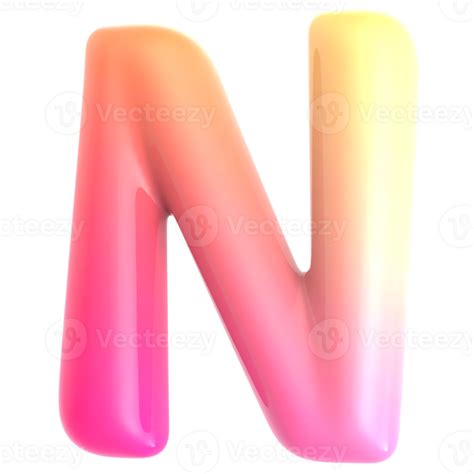 Gradient Letter N Font 3d Render 48025997 Png