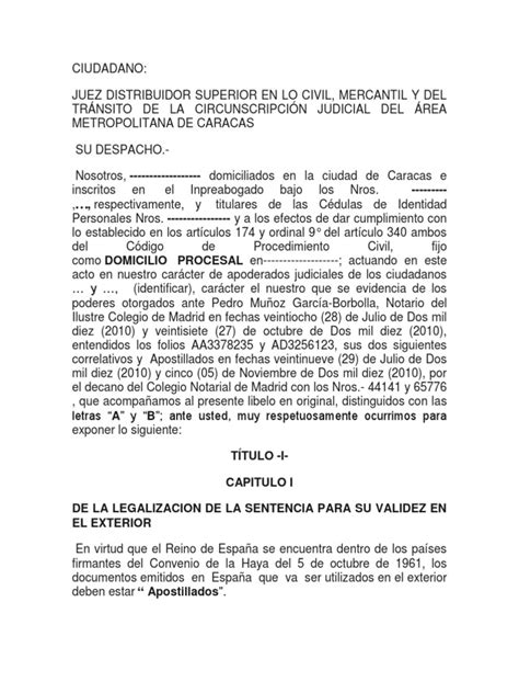 Formato Exequatur Pdf Divorcio Sentencia Ley