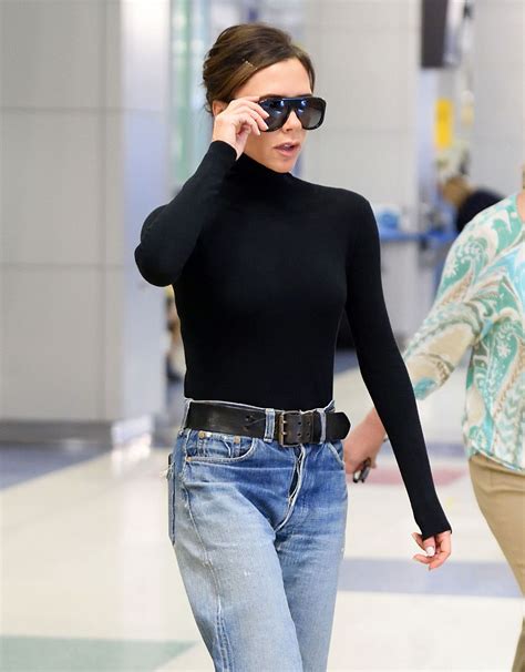 Victoria Beckham In Jeans At Jfk Airport In New York