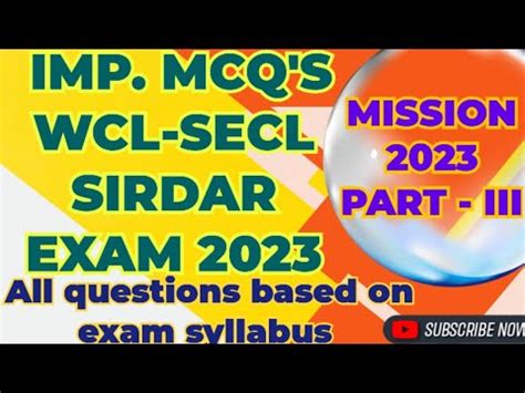 Imp Mcq S Part Wcl Secl Exam Mission Youtube