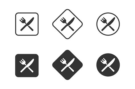 Vork Mes Icon Set Restaurant Symbool Voedsel Pictogram Teken Vector