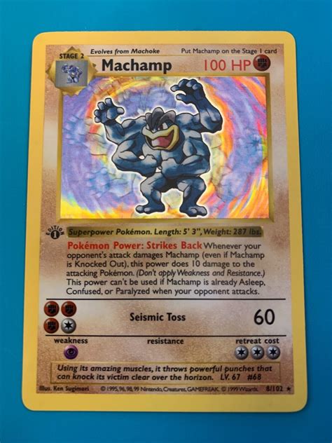 Machamp 1999 Pokemon Game 8 1st Edition Holo Shadowless Price Guide