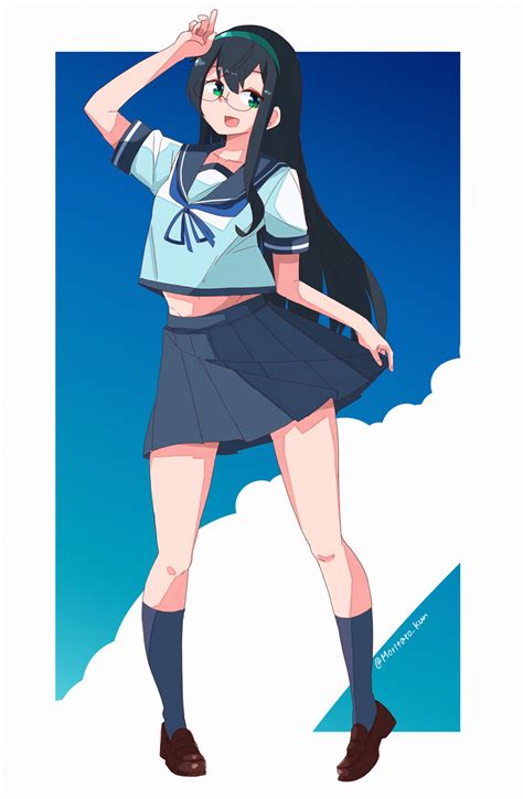 Safebooru 1girl Black Hair Black Legwear Blue Background Blue Sailor