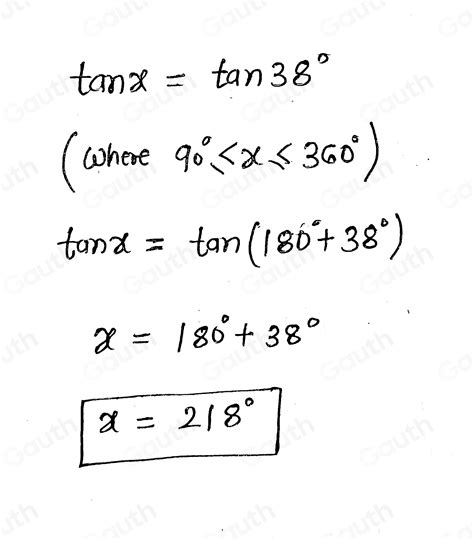 Solved The Graph Of Ytan X For 0°≤ X≤ 360° Is Shown Below Solve Tan