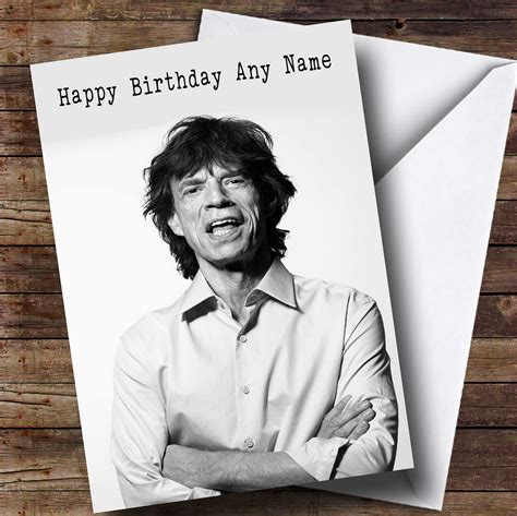 Personalized Mick Jagger Celebrity Birthday Card - Red Heart Print