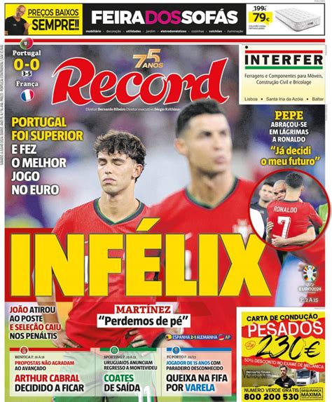 Capa Jornal Record Julho Capasjornais Pt