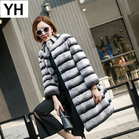 Real Rex Rabbit Fur Coat Long Style Women 100 Genuine Rex Rabbit Fur Jacket Hot Warm Soft