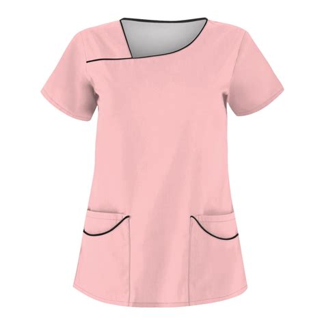 Ydkzymd Print Scrub Tops For Women Set Solid Color V Neck 2024 Trendy Scrubs Short Sleeve Nurse