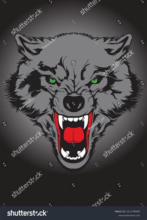 Angry Wolf Vector Cartoon Vector Stock Vector Royalty Free 2212798481