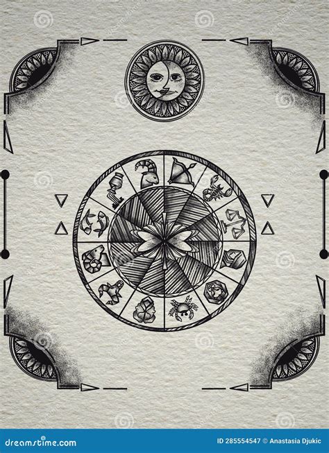 Astrological Wheel With Zodiac Signs Stock Illustration Illustration