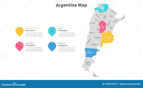 Argentina Touristic Attractions Isometric Flowchart Poster Cartoon