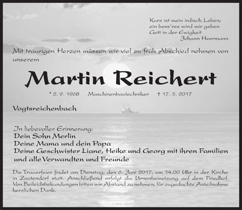 Traueranzeigen Von Martin Reichert Trauer Nn De