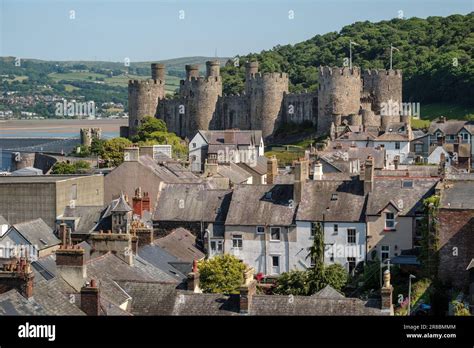 View From Conwy Town Walls Across The Rooftops To Conwy Castle North