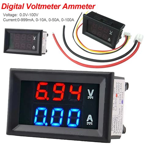 Digital Dc Voltmeter Ammeter 3 Bit Dc 100v 10a Voltage Current Meter