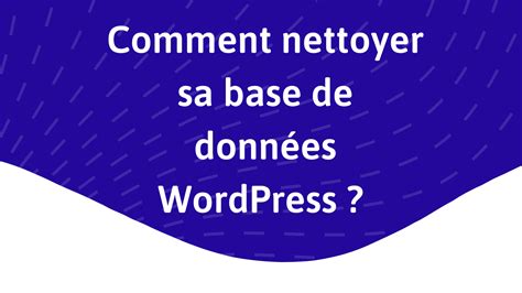 Comment Et Pourquoi Nettoyer Sa Base De Donn Es Wordpress