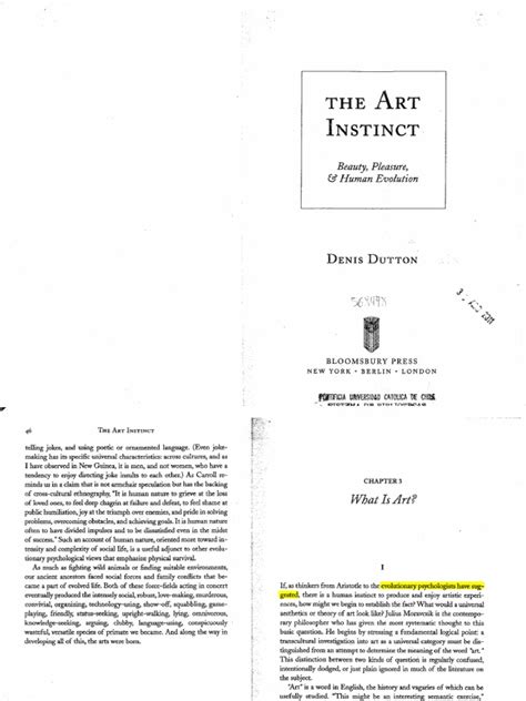 17 10 11 Dutton Dennis The Art Instinct Chapter 3 What Is Art Pdf Aesthetics Theory