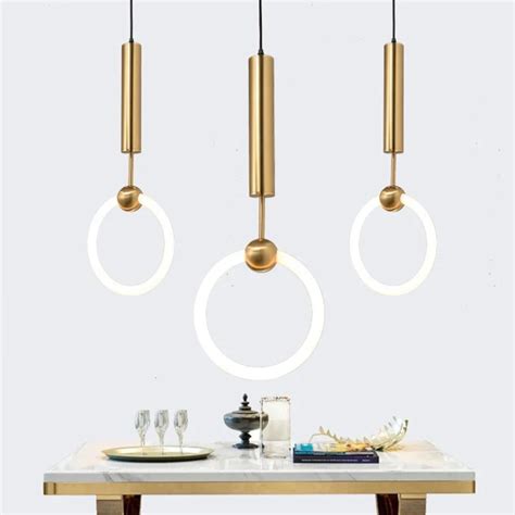 Lampe Led Suspendue En Bois Avec Cercles En Acrylique Luminaire D