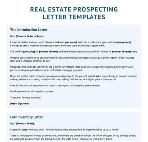 Free Real Estate Prospecting Letter Templates For Agents In