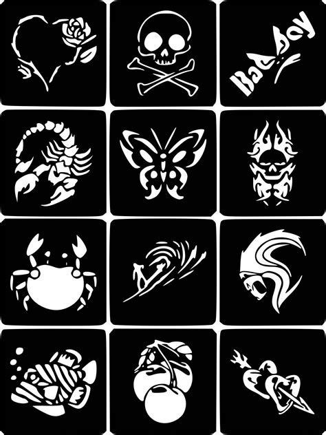 Glitter Stencil Pack Temporary Tattoo Henna Airbrush Body Art Stickers