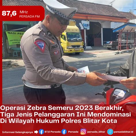 Operasi Zebra Semeru 2023 Berakhir Tiga Jenis Pelanggaran Ini