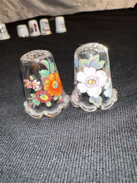 Vintage Collection Lot Of 15 Thimbles Ceramic Metal And Glass Ebay