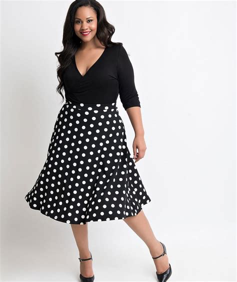 Plus Size Black And White Polka Dot Dress Pluslookeu Collection