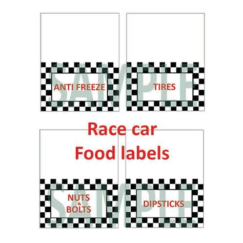 Free Printable Race Car Food Labels Printable Templates Your Go To Resource For Every Need