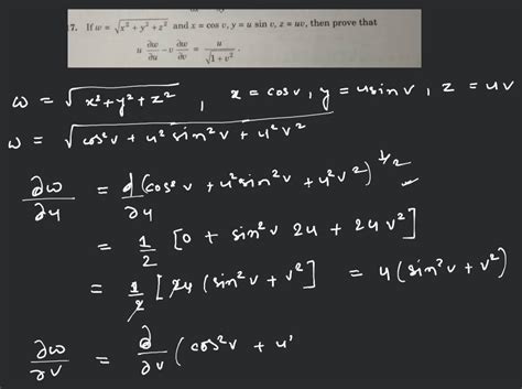 Q15if Wx2y2z2 And Xcosvyusinvzuv Then Prove That U∂u∂w −v∂v∂w