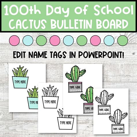 100th Day Of School Bulletin Board Kit With Editable Name Tags 100