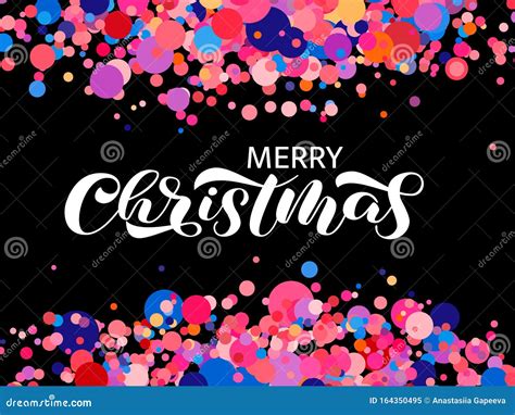 Merry Christmas Brush Lettering Vector Illustration For Poster Stock