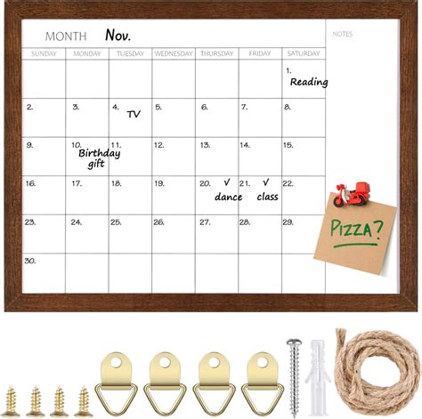 Amazon Toraso Dry Erase Monthly Calendar Board Solid Wood Frame