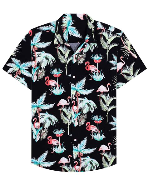 Alimens And Gentle Short Sleeve Button Up Shirts For Men Flamingo