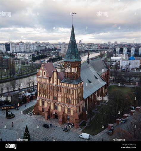 Cathedral In Kaliningrad Front View Medieval Architecture Of The European City Of Konigsberg