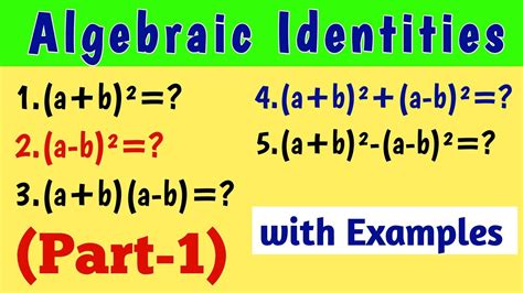 Algebraic Identities Part 1 Identities With Examples