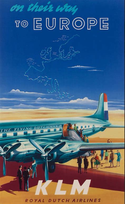 Klm 1950s Advertisement Vintage Airline Posters Retro Travel Poster