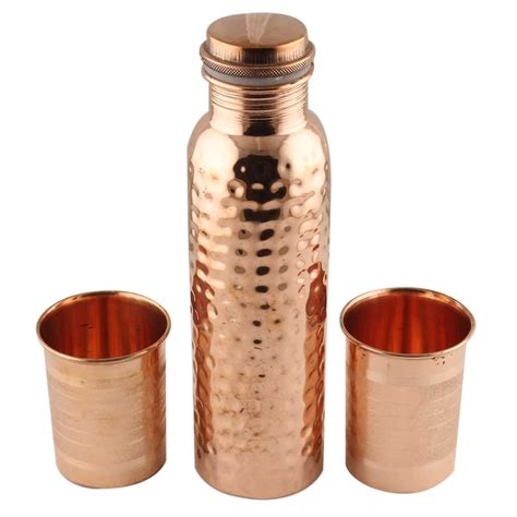 Capacity 1000 ML Hammered Copper Bottle Glass Set At Rs 655 Set In