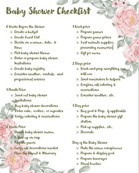 3 Pdf Baby Shower Checklist Baby Shower Guest List Baby Shower T