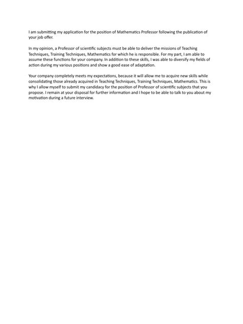 application  mathematics professor position