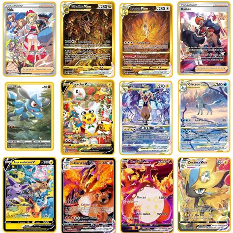 Pokemon Iron Metal Card Letters Golden Pikachu Eevee Charizard Lucario