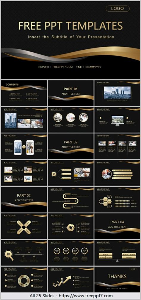 Black Gold Business Report Ppt Templates Google Slides