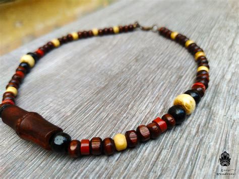 Men S Surfer Hawaiian Necklace Wood Bamboo Surf Necklace