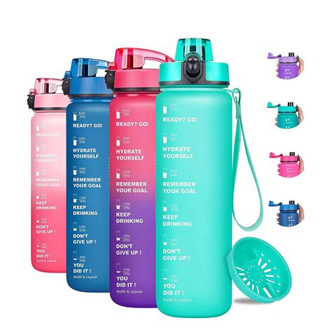 Tritan Plastic 32oz Motivational Fitness Sports Water Bottle366 Trading