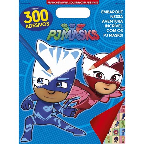 Livro Pj Masks Prancheta Para Colorir Adesivos Na Americanas Empresas