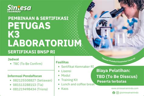 PROPOSAL PELATIHAN K3 PETUGAS LABORATORIUM SERTIFIKASI BNSP Sintesa