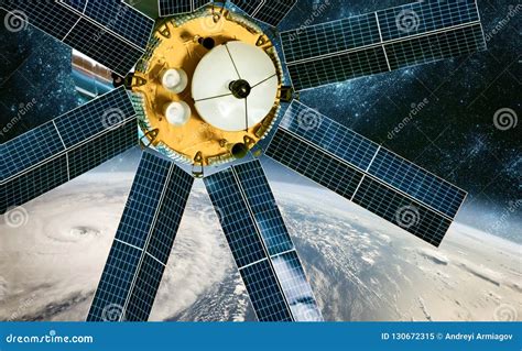 Space Satellite Monitoring From Earth Orbit Weather From Space Stock