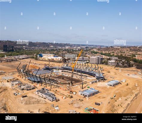 Aerial view of construction crews building new stadium arena in San Diego Stock Photo - Alamy