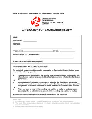 Fillable Online Application For Examination Review Lit Fax Email