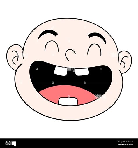 Newborn Baby Boy Head Emoticon Laughing Vector Design Illustration Art