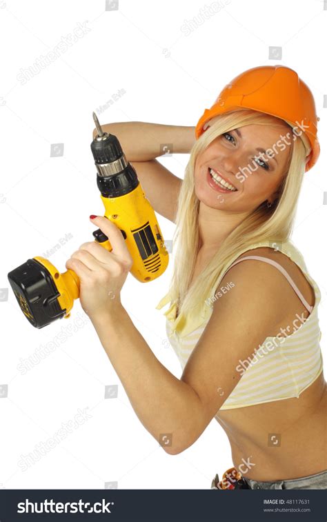 Sexy Blonde Female Construction Worker Stock Photo 48117631 Shutterstock